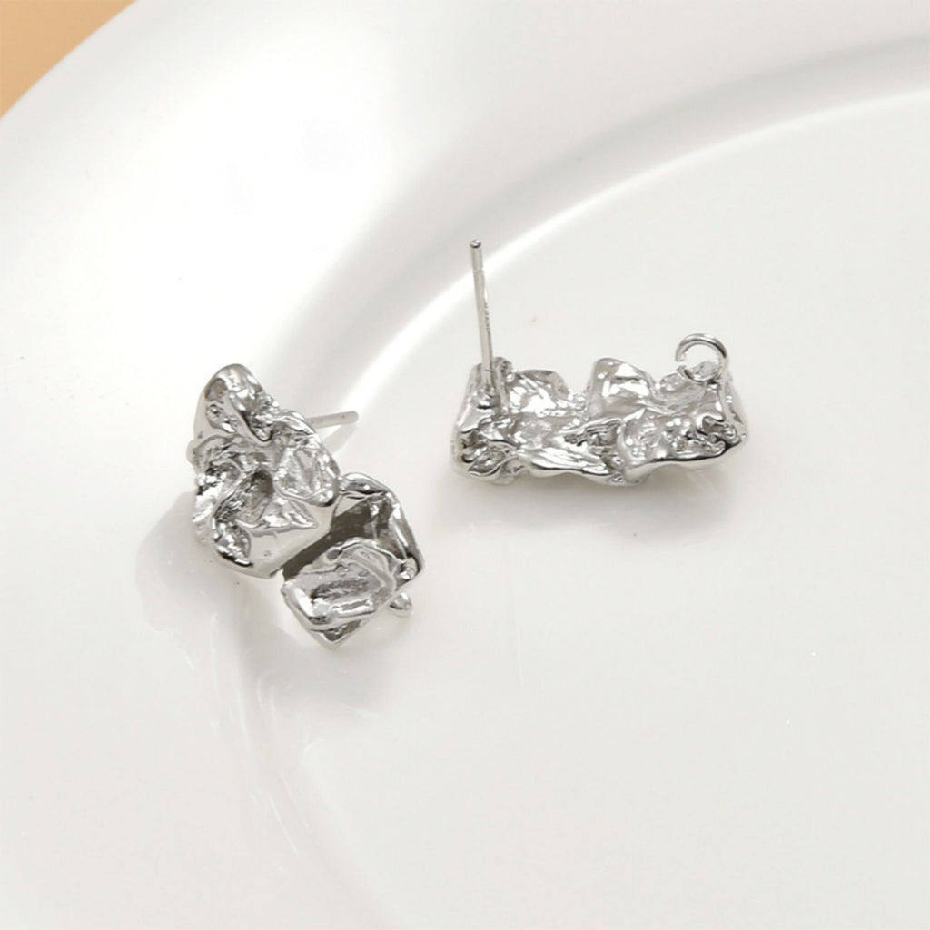 Pendientes de plata de ley 925 con pasador irregular y aro, sin níquel, de oro y plata, hipoalergénicos LL220