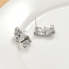 Cargar imagen en el visor de la galería, Pendientes de plata de ley 925 con pasador irregular y aro, sin níquel, de oro y plata, hipoalergénicos LL220