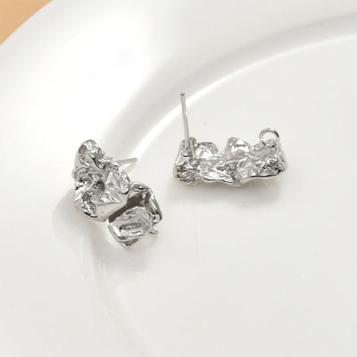 Pendientes de plata de ley 925 con pasador irregular y aro, sin níquel, de oro y plata, hipoalergénicos LL220