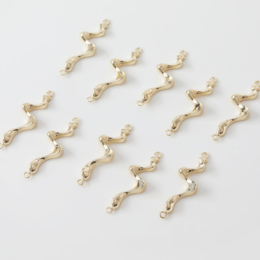 10pcs Danity Wave Connector with loops,  14K Gold Plated Earring Making Findings, Jewelry Findings JG043