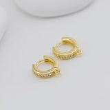 Cubic Zirconia Ear Hoops Multicolor Pave Crystal , 12.5mm, 18K Gold Plated Leverback Earrings, Huggie Hoops Earring D0558
