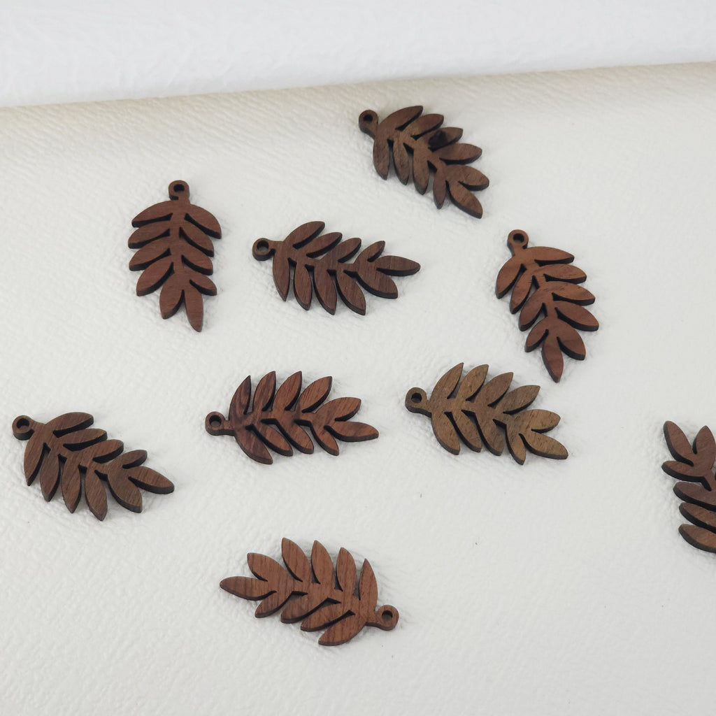 10PCS Leaf Shape Wood Charms, Wooden Pendant, Reclaimed Walnut Wood, Geometric Statement Wood Earrings Diy Ideas JT946