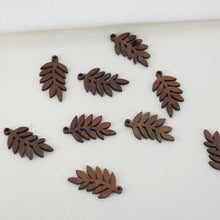 Load image into Gallery viewer, 10PCS Leaf Shape Wood Charms, Wooden Pendant, Reclaimed Walnut Wood, Geometric Statement Wood Earrings Diy Ideas JT946