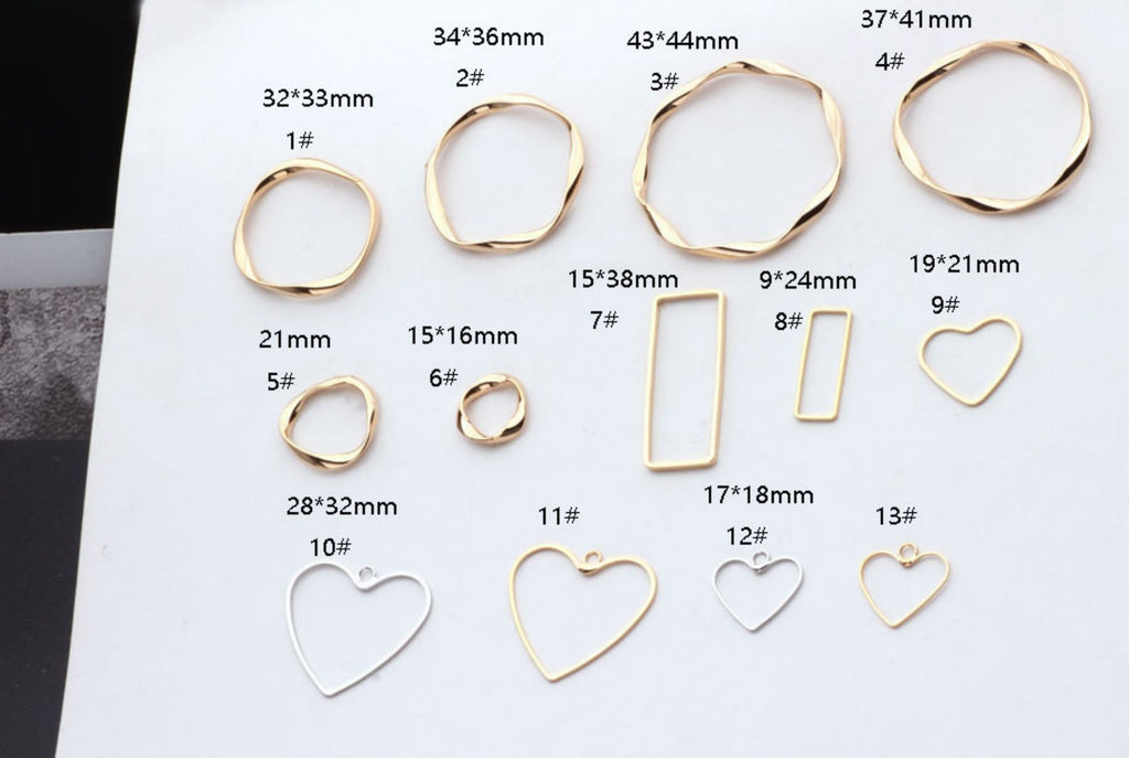10pcs- 14K Gold Plated Irregular Circle Pendant, Openwork Heart Pendant with loop, Connectors, DIY Jewelry Making Findings BY019