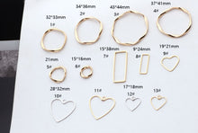 Load image into Gallery viewer, 10pcs- 14K Gold Plated Irregular Circle Pendant, Openwork Heart Pendant with loop, Connectors, DIY Jewelry Making Findings BY019