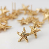 10pcs Gold Starfish Earring Post, S925 Silver Pin Nickel Free Earrings, Starfish Shape Ear Stud with Loop, Z099
