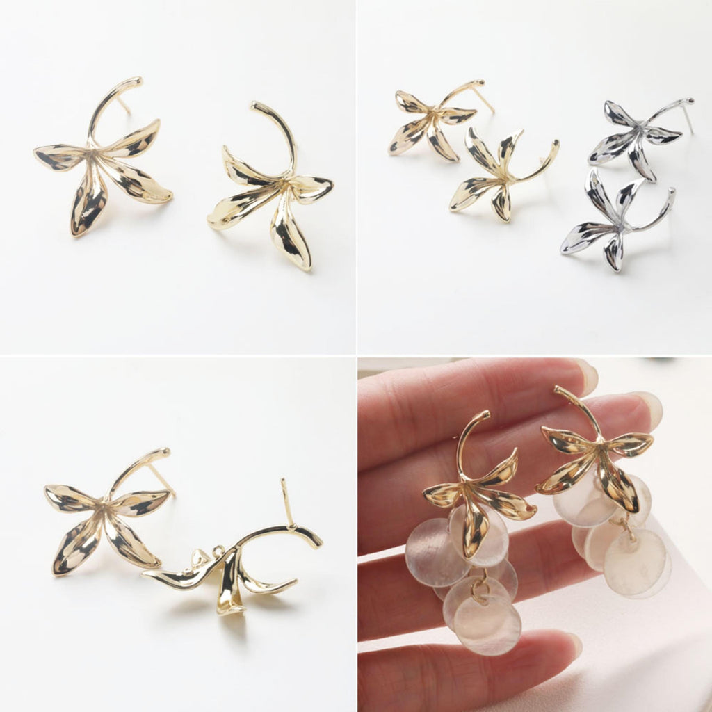 Flower Ear Post With Loop, S925 Silver Ear Pin Nickel Free Earrings, Gold/Silver Ear Stud, Hypoallergenic Earring Findings GZ719