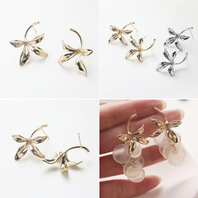 Flower Ear Post With Loop, S925 Silver Ear Pin Nickel Free Earrings, Gold/Silver Ear Stud, Hypoallergenic Earring Findings GZ719