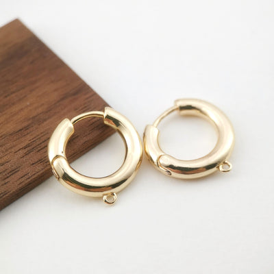 10PCS 14K Gold Plated Round Hoop Earring, Huggie Hoops Earring Parts, Spring Ear Hoops, 16mm, hoop earring  for Jewelry Making Z064