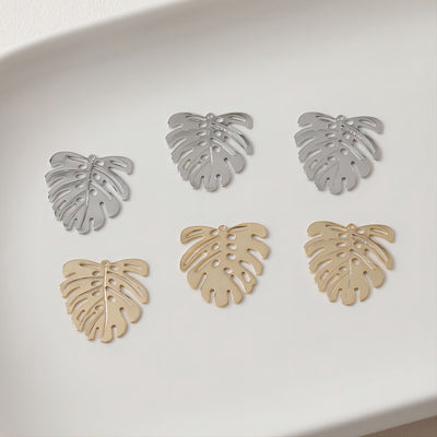10PCS Gold Leaves Charms, 14K Gold/Silver Plated, Tortoise Shell Leaf Pendant, Necklace Charms, Jewelry Findings JH025