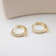 Load image into Gallery viewer, Cubic Zirconia Ear Hoops Multicolor Pave Crystal , 14mm, 18K Gold Plated Leverback Earrings, Huggie Hoops Earring D0146