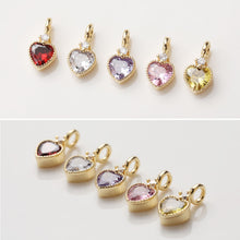 Cargar imagen en el visor de la galería, Dijes de corazón de oro, pavé de circonitas arcoíris, chapado en oro de 14 quilates, colgante de amor, colgantes para hacer collares, accesorios de joyería GZ401