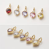 Dijes de corazón de oro, pavé de circonitas arcoíris, chapado en oro de 14 quilates, colgante de amor, colgantes para hacer collares, accesorios de joyería GZ401