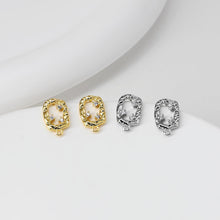 Load image into Gallery viewer, Rectangular CZ Earring Post With Loops, S925 Silver Pin Nickel Free Post, 18K gold Plated, Hypoallergenic Earring Findings D0433