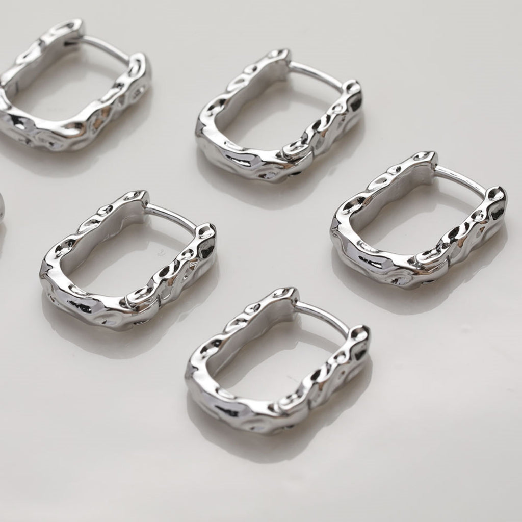 U Shape Earring Hoop, Hammered Huggie Hoops Earring Finding, Ear Hoops, 14*17.7mm, hoop earrings GT060