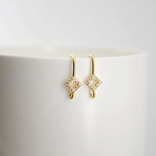 Load image into Gallery viewer, 18K Gold Plated Ear Wires, Rhombic Cubic Pave Earring Hooks, Nickel Free, Fish Hooks, Ear Wires for Jewelry Making D0134
