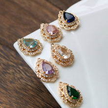 Load image into Gallery viewer, 10pcs Flower Connector, Cubic Zircon Crystal Pendant, Bracelet Necklace Pendant, 14K Real Gold Plated, Jewelry Findings HL125-F089