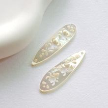 Load image into Gallery viewer, Elongated Oval White Mother-of-Pearl, MOP Shell Pendant, White Caved Nacre, Shell Charm, Mother of Pearl Jewelry Making Findings RY016