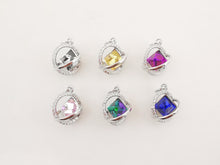 Load image into Gallery viewer, Planet Crystal Pave Charm, Multi Color Gemstone Planet Pendant, 15mm, Gold/Silver, Necklace Making Charms, Jewelry Findings S20285