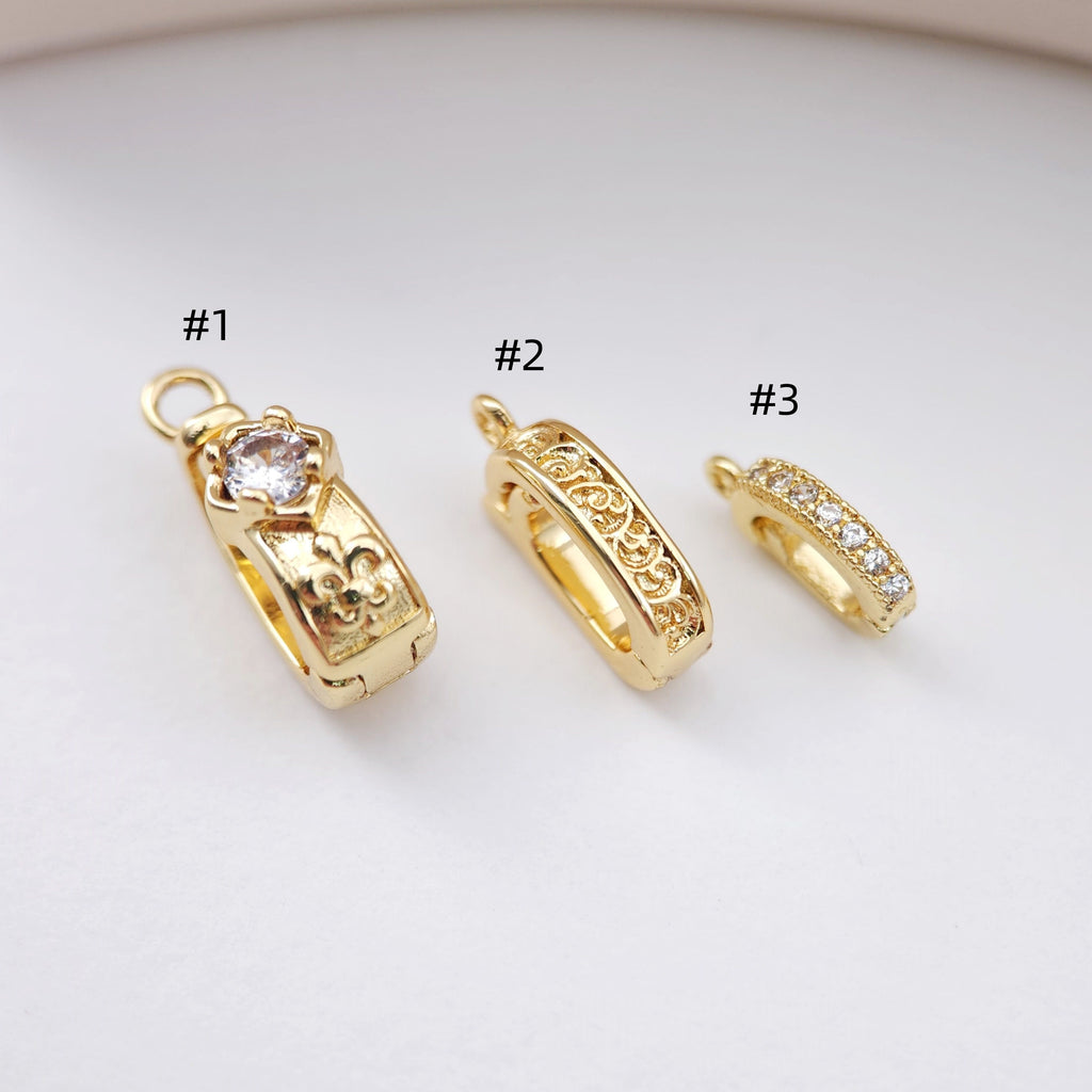 18K Gold Plated Pendant Top with Loops, Pendant Snap on Bails, Clasp Link, Jewelry Making S1156