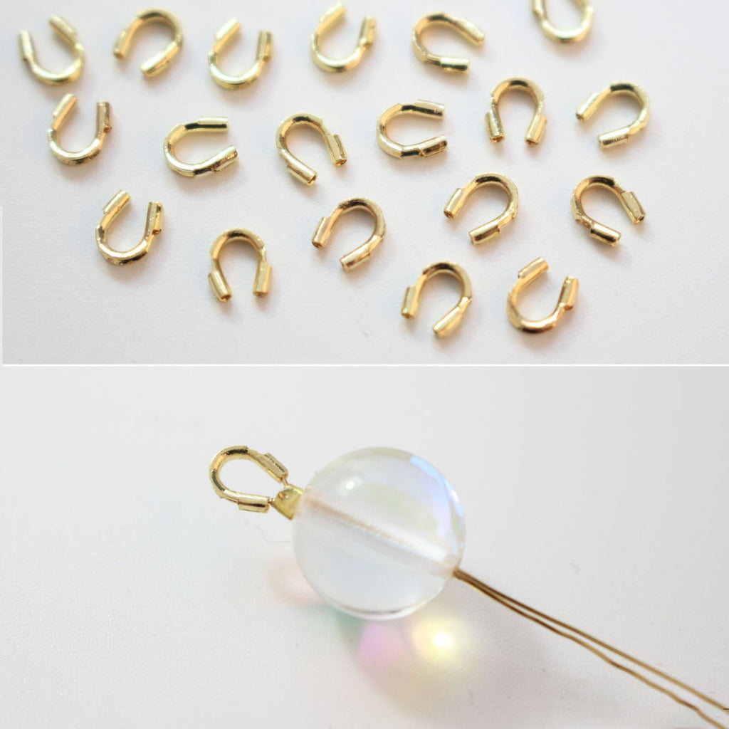 Protector de cable chapado en oro de 14 quilates, [10 unidades/paquete] apto para orificios de 0,8 mm/21 ga/0,03 pulgadas, guardacables para bisutería TH010