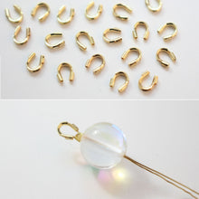 Cargar imagen en el visor de la galería, Protector de cable chapado en oro de 14 quilates, [10 unidades/paquete] apto para orificios de 0,8 mm/21 ga/0,03 pulgadas, guardacables para bisutería TH010