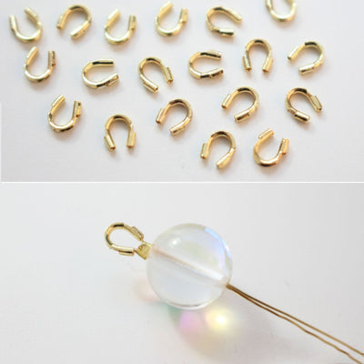 14K Gold Plated Wire Protector, Wire Guard, [10PCS/Pack] Fit 0.8mm/21Ga/0.03 Inch Hole, Cable Thimble Jewelry Making Supply TH010