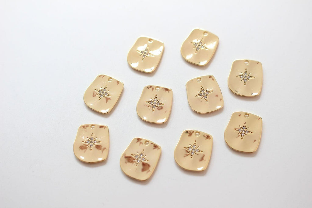 Tiny Star Charms,  Crystal Cubic Pave Star Pendant, 18K Gold Plated, Necklace Making Star Charms, Jewelry Findings BB056