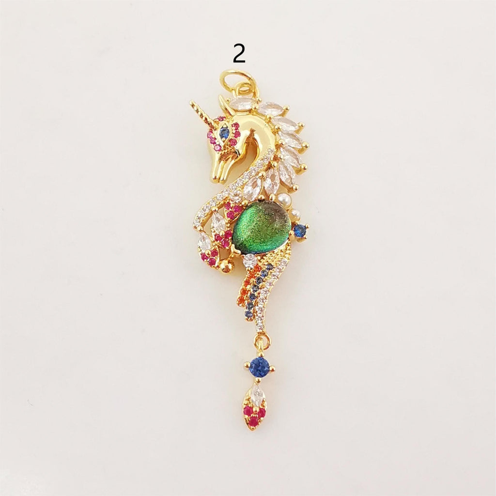 Seahorse Charms, 18K Gold Plated CZ Pave Charms, Crystal Pave Pendant, Seahorse Pendant for Necklace Jewelry Findings S20279