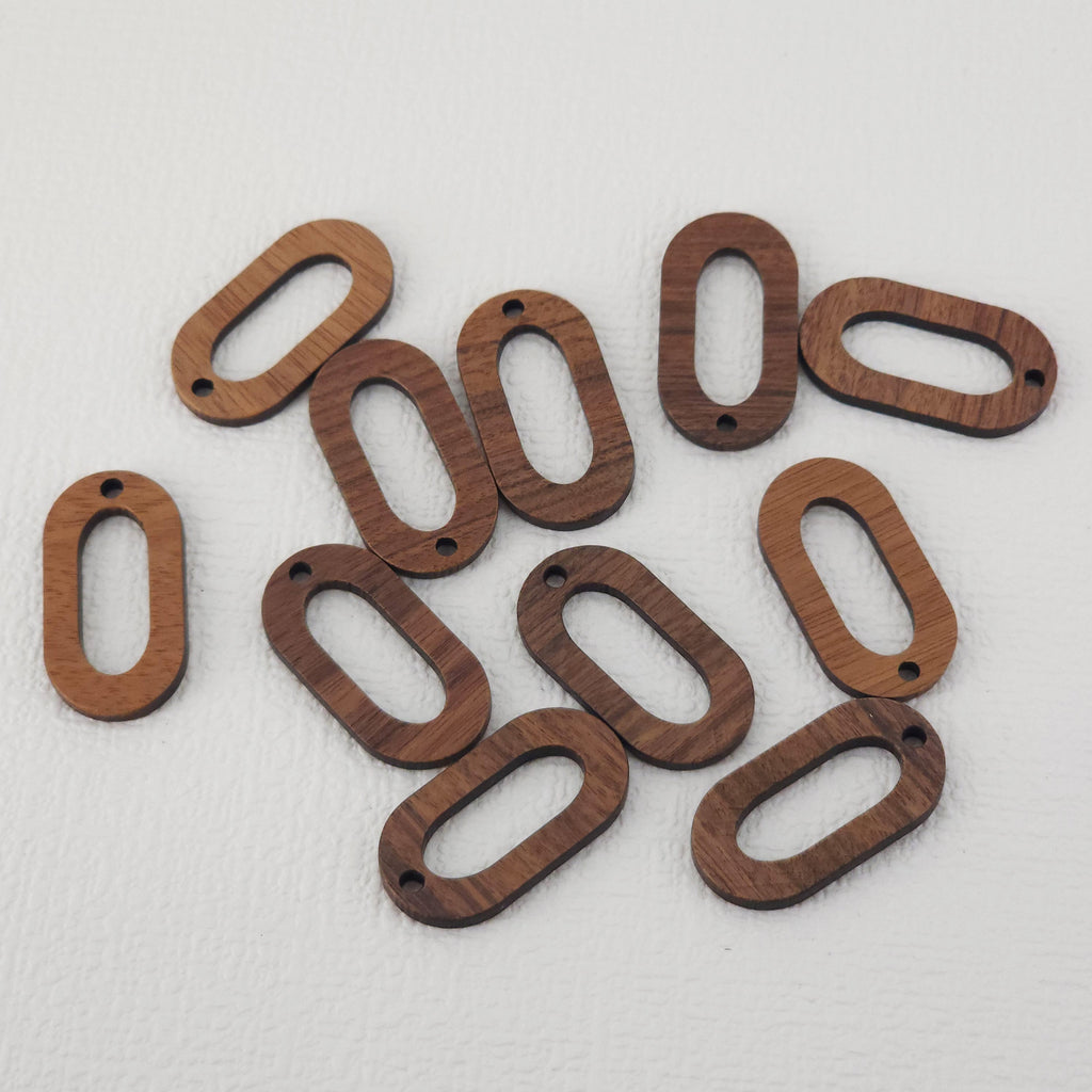 قطعتان من دلايات الخشب الهندسية على شكل بيضاوي، قلادة خشبية من خشب الجوز المُعاد تدويره، أقراط خشبية بتصميم هندسي مميز، أفكار يدوية الصنع JT954