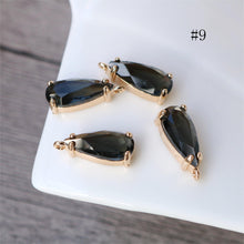 Load image into Gallery viewer, 10pcs- Crystal Long Teardrop Charms, 11 colors You Choose, 14K Gold Plated Teardrop Pendant, 7x18mm, Jewelry Findings 068-F040