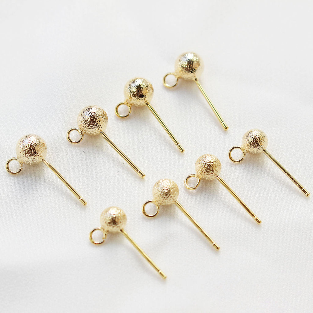 10pcs Textured Ball Ear Post With Loop, S925 Silver Ear Pin Nickel Free, Gold/Silver Ear Stud, Hypoallergenic Earring Findings GZ198-ZX7020