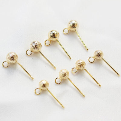 10pcs Textured Ball Ear Post With Loop, S925 Silver Ear Pin Nickel Free, Gold/Silver Ear Stud, Hypoallergenic Earring Findings GZ198-ZX7020