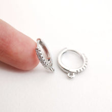 Load image into Gallery viewer, Cubic Zirconia Ear Hoops Multicolor Pave Crystal , 14.8*13.8mm, 18K Gold Plated Leverback Earrings, Huggie Hoops Earring D0156