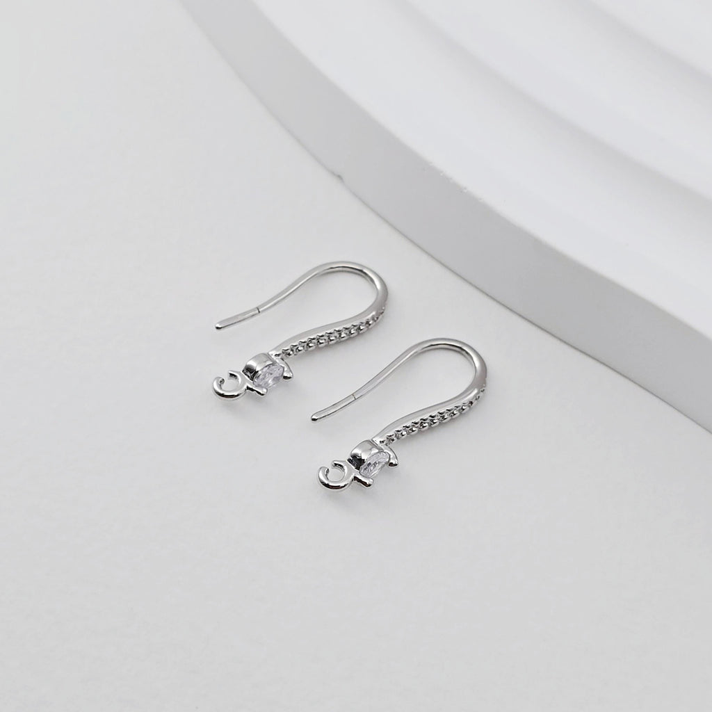 10pcs- 18K Gold Plated Ear Wires, Cubic Pave Earring Hooks, Nickel Free, Fish Hooks, Ear Wires for Jewelry Making D0270