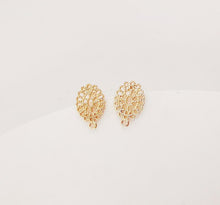 Load image into Gallery viewer, Vintage Openwork Earring Post With Loop,  Ear Pin Nickel Free Earrings, Oval Ear Stud, Hypoallergenic Earring Findings ZX034