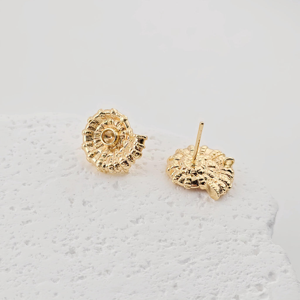 Gold Seashells Earring Post With Loop, S925 Silver Ear Pin Nickel Free Earrings, Hypoallergenic Earring Findings ZX305