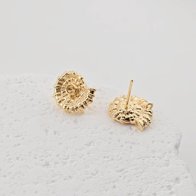 Gold Seashells Earring Post With Loop, S925 Silver Ear Pin Nickel Free Earrings, Hypoallergenic Earring Findings ZX305