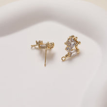Load image into Gallery viewer, Irregular Pave CZ Earring Post, 14K Gold/Silver Plated,  S925 Silver Pin Nickel Free Earrings, Hypoallergenic Earring Findings GZ124