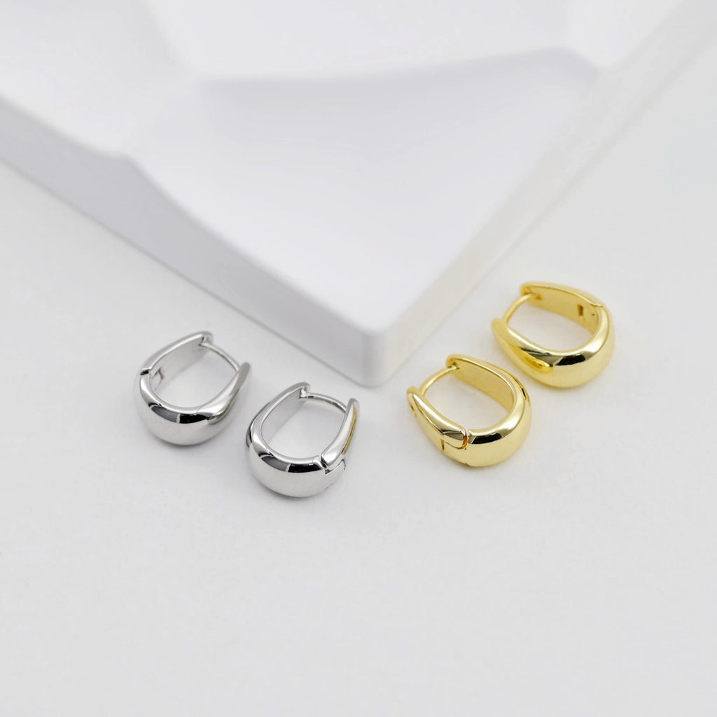 18K Gold Plated U Shape Hoop Earring, Huggie Hoops Earring Parts, Lever Back, 12.6*14.7mm, Hoop earring for Jewelry Making D0573