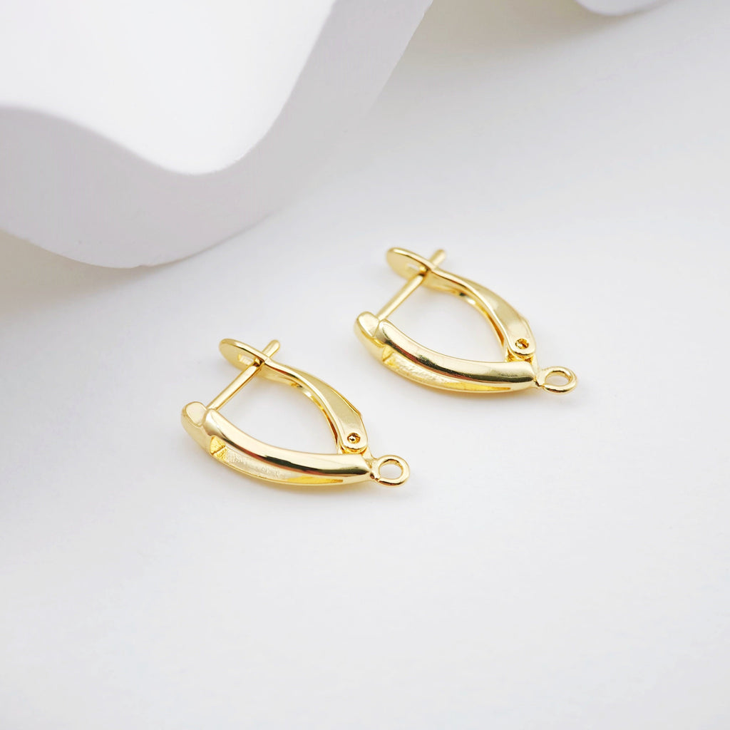 U Shape English lock with loop, Gold/Rhodium Plated Earring hoop, Hypoallergenic & Nickel-Free, DIY Handmade Earring Findings Supplies D0100