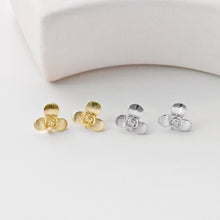 Load image into Gallery viewer, Flower Earring Post, 18K Real Gold Plated Brass Stud Earring With Loop, s925 silver pin, Nickel Free, Earring Finding D0444