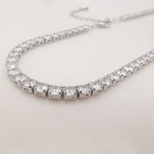 Load image into Gallery viewer, Rainbow Tennis Necklace, Tennis Chocker, 18K gold/Silver, 3mm, Adjustable, Finish Crystals Chain, READY TO WEAR S20319