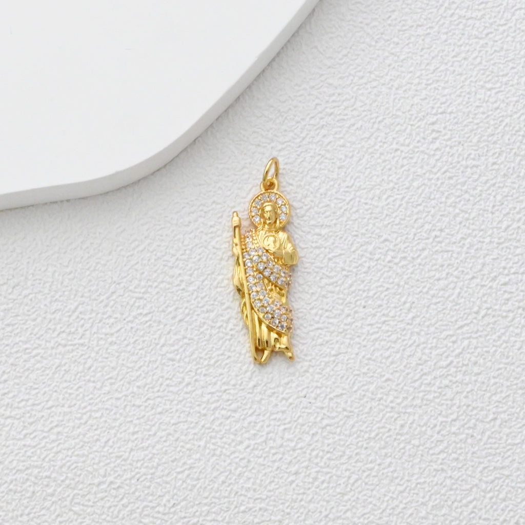 Jesus Pendant, God of Heaven Pendan, 18K Gold Plated, CZ Pave Religions Pendant, Necklace Making Charm, Jewelry Findings S1358