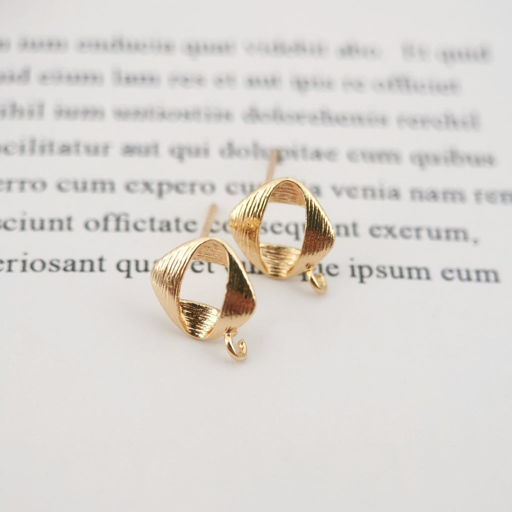 4pcs Gold Square Earring Post, 8.6mm, S925 Silver Ear Stick, Nickel Free Earrings, Ear Stud Loop, Hypoallergenic Earring Findings ZX041