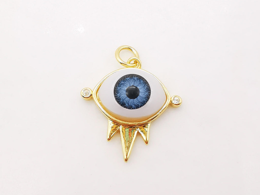 Evil Eye Charm, 18K Gold Plated Evil's Eye Pendant, 20x20mm, Bracelet Necklace Earring Making Charm, Jewelry Findings S911
