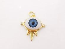 Load image into Gallery viewer, Evil Eye Charm, 18K Gold Plated Evil&#39;s Eye Pendant, 20x20mm, Bracelet Necklace Earring Making Charm, Jewelry Findings S911