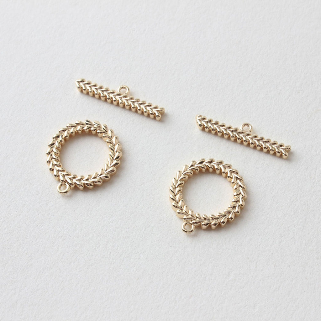 OT Toggle Clasps, 18K Gold Plated Leaf 20x25mm Bracelet Necklace Making OT Clasps, Connectors Clasps, Jewelry Findings JG060