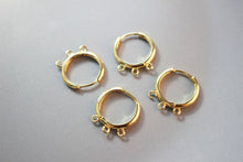 Load image into Gallery viewer, 10pcs- Gold round Ear Hoops with 3 loops,  14K Gold/ Silver Plated Leverback Earrings, Huggie Hoops Earring BB041