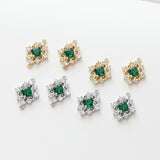 Dije vintage de circonita cúbica verde, conector chapado en oro de 18 quilates, 21 mm, para collares y pulseras, GZ405